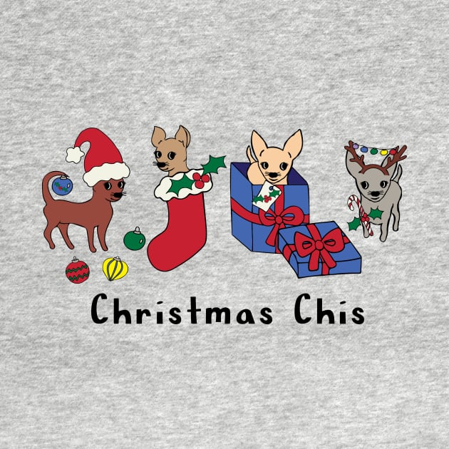 Lilac Christmas Chis - Smooth coat chihuahuas - Christmas Chihuahua Tee by bettyretro